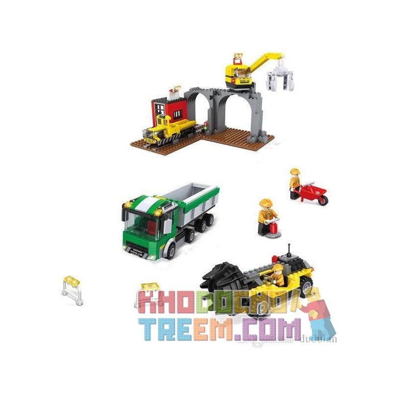 HSANHE 6606 Xếp hình kiểu Lego CITY Construction Machines Drilling Machine,Crane, Dump Truck Máy Công Trình Cần Cẩu, Xe Ben, Máy Khoan Hầm 677 khối