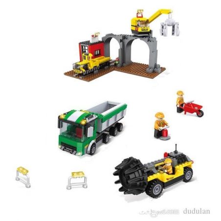 HSANHE 6606 Xếp hình kiểu  CITY Construction Machines Drilling Machine,Crane, Dump Truck Máy Công Trình Cần Cẩu, Xe Ben, Máy Khoan Hầm 677 khối
