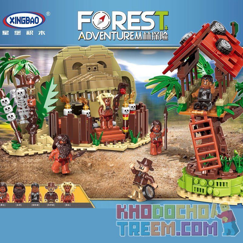 XINGBAO XB-15005 15005 XB15005 Xếp hình kiểu Lego FOREST ADVENTURE Jungle Adventure Survival In The Wild Cuộc Sống Với Thổ Dân Trong Rừng 1021 khối