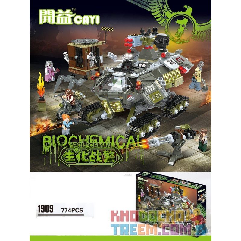 CAYI 1909 non  TRẬN ĐÁNH PHÁ CỦA SIÊU XE TĂNG A-374 bộ đồ chơi xếp lắp ráp ghép mô hình Biochemical Policeman Cảnh Sát Chống Vũ Khí Hóa Học 774 khối