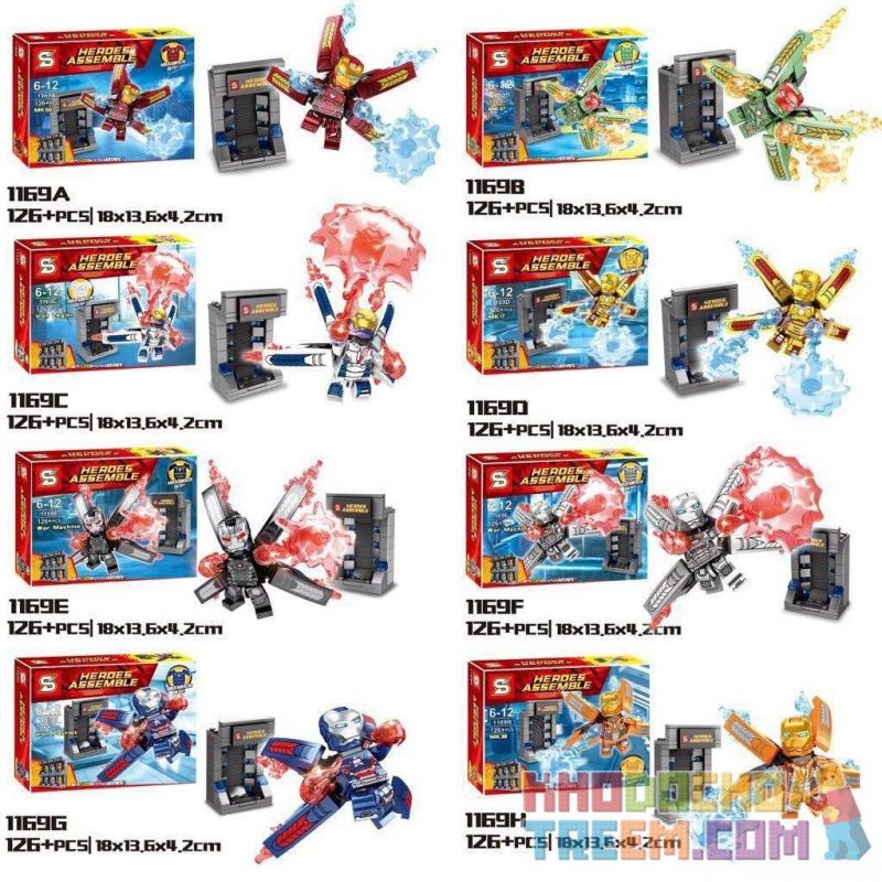 SHENG YUAN SY 1169H 1169A 1169B 1169C 1169D 1169E 1169F 1169G non Lego NHỮNG BỘ ÁO GIÁP CỦA NGƯỜI SẮT bộ đồ chơi xếp lắp ráp ghép mô hình Super Heroes HEROES ASSEMBLE Siêu Nhân Anh Hùng 1008 khối