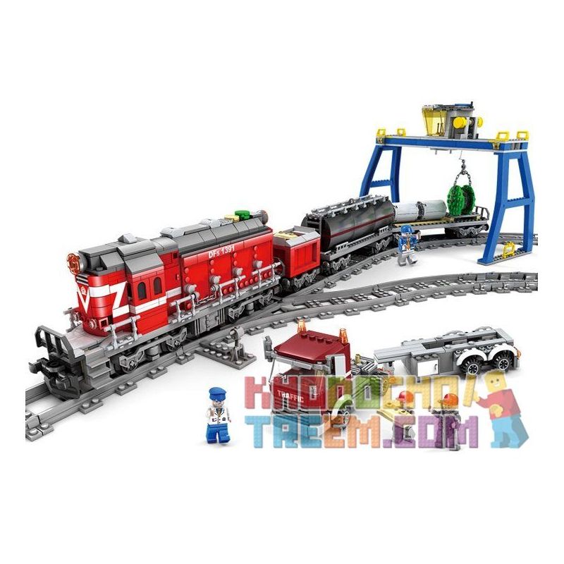 Kazi KY98219 98219 Xếp hình kiểu Lego TRAINS Rail Train DF5 Track Train Dongfeng 5 Diesel Locomotive Tàu Hỏa Có Ray Với động Cơ 