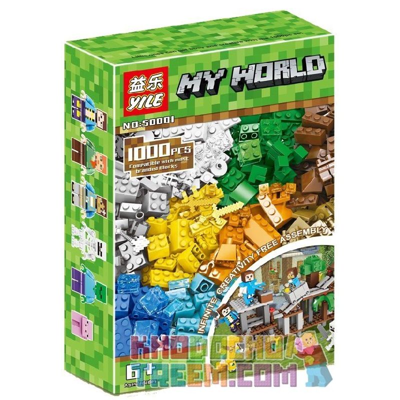 YILE 50001 Xếp hình kiểu Lego MINECRAFT My World Creative Barrel Xếp Hình Tự Do 1000 khối