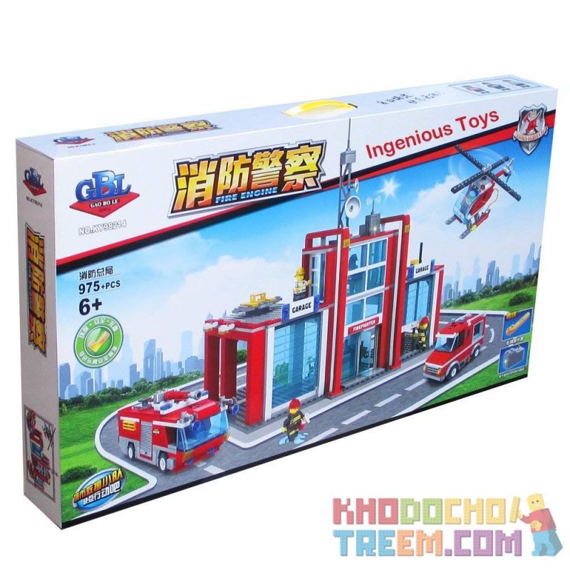 Kazi KY98214 98214 non  TRẠM CỨU HỎA bộ đồ chơi xếp lắp ráp ghép mô hình Fire Rescure FIRE ENGINE 975 khối