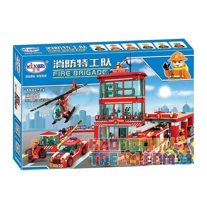 Winner 7025 non  LỰC LƯỢNG CỨU HỎA bộ đồ chơi xếp lắp ráp ghép mô hình Fire Rescure FIRE BRIGADE 969 khối