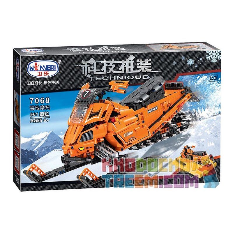 Winner 7068 non  XE MÔ TÔ TRƯỢT TUYẾT SIÊU ĐẲNG tỷ lệ 1:8 bộ đồ chơi xếp lắp ráp ghép mô hình  THE TURBO SNOWMOBILE MOTO Kỹ Thuật Công Nghệ Cao Mô Hình Phương Tiện 961 khối