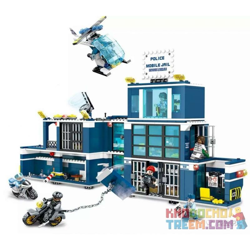 SEMBO WEKKI VIGGI SD9816 9816 non Lego XE BIẾN HÌNH NHÀ TÙ DI ĐỘNG bộ đồ chơi xếp lắp ráp ghép mô hình City FUTURE POLICE Thành Phố 960 khối