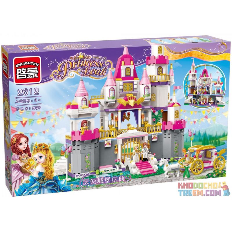 Enlighten 2612 Qman 2612 non  LÂU ĐÀI CỦA CÔNG CHÚA LEAH VÀ HOÀNG TỬ bộ đồ chơi xếp lắp ráp ghép mô hình Prinecess Leah PRINECESS LEAH ANGEL CASTLE CELEBRATION 938 khối