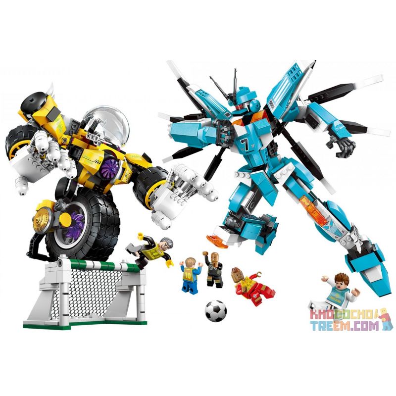 Enlighten 3007 Qman 3007 non Lego TRẬN BÓNG ĐÁ QUYẾT ĐỊNH CỦA CÁC ROBOT bộ đồ chơi xếp lắp ráp ghép mô hình Transformers SUPER SOCCER Robot Đại Chiến Người Máy Biến Hình 938 khối