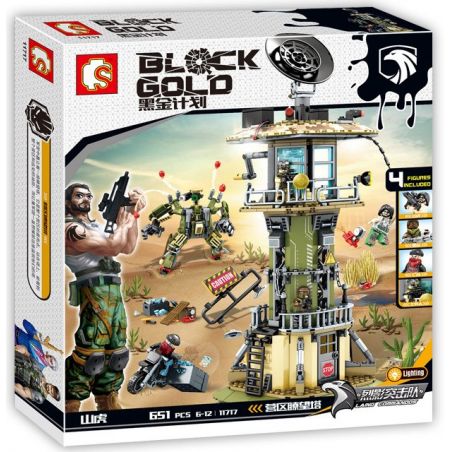 SEMBO 11717 non  TẤN CÔNG TRẠM GÁC bộ đồ chơi xếp lắp ráp ghép mô hình Black Gold Cuộc Chiến Vàng Đen 651 khối