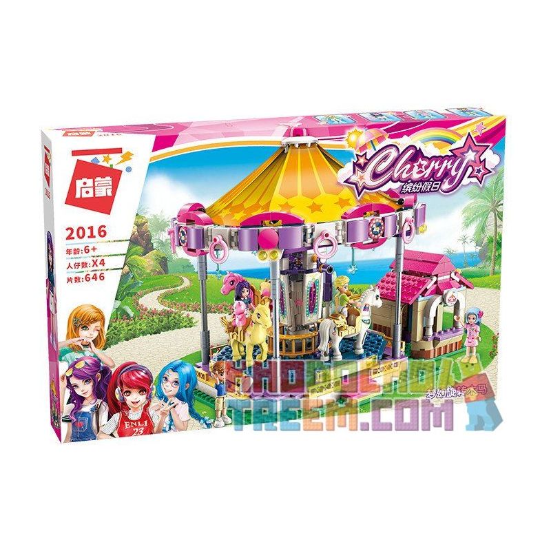 Enlighten 2016 Qman 2016 non  NGỰA GỖ XOAY VÒNG bộ đồ chơi xếp lắp ráp ghép mô hình Cherry Cô Nàng Ngọt Ngào 646 khối