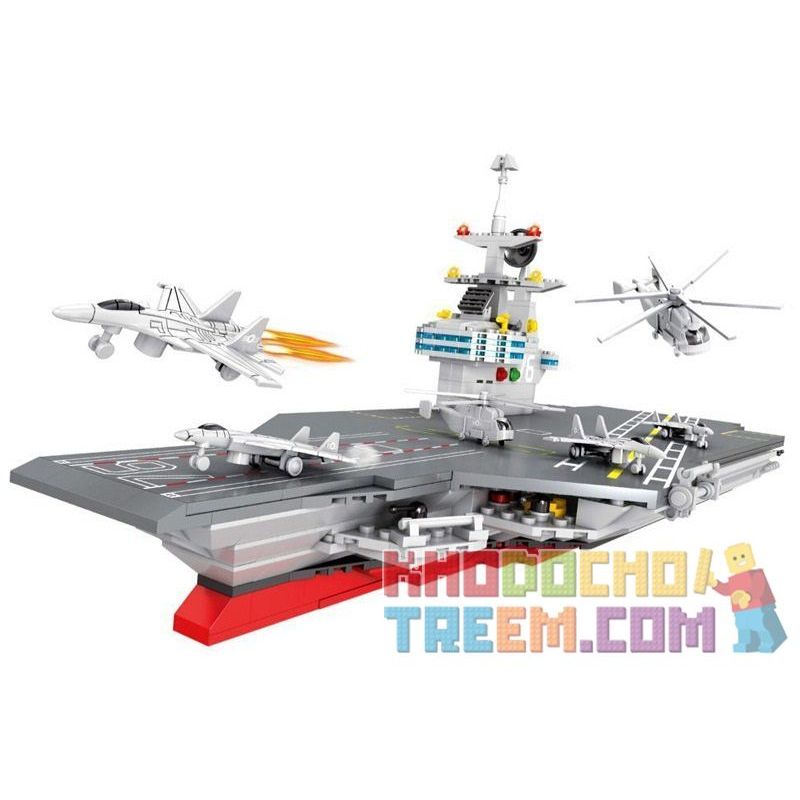 HSANHE 6449 Xếp hình kiểu  MILITARY ARMY Aircraft Carrier Tàu Sân Bay 921 khối