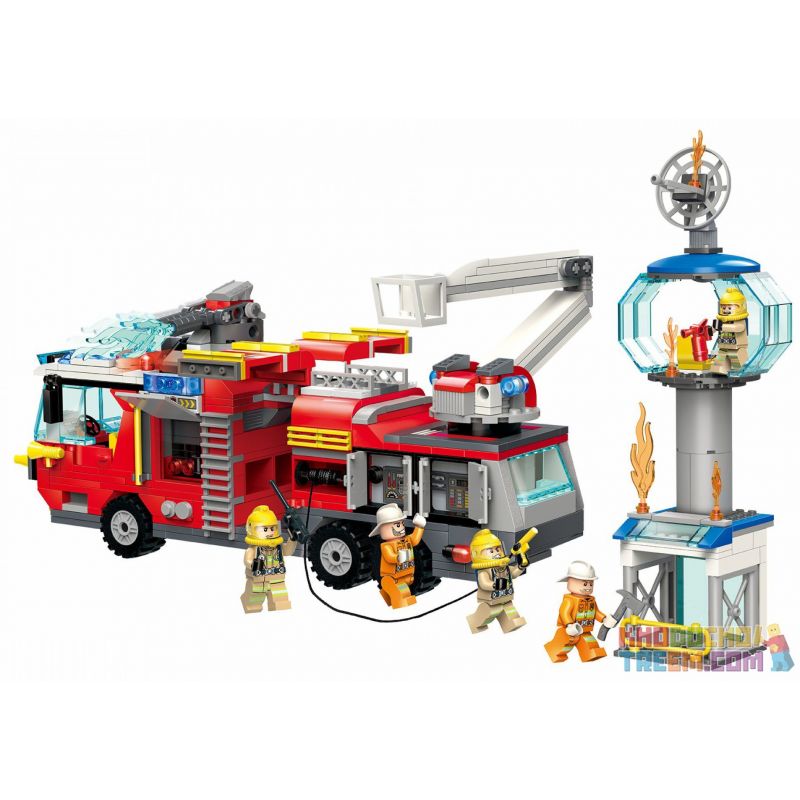 Enlighten 2809 Qman 2809 non  CHỮA CHÁY NGỌN THÁP bộ đồ chơi xếp lắp ráp ghép mô hình Fire Rescure FIRE RESCUE Cứu Hỏa 647 khối