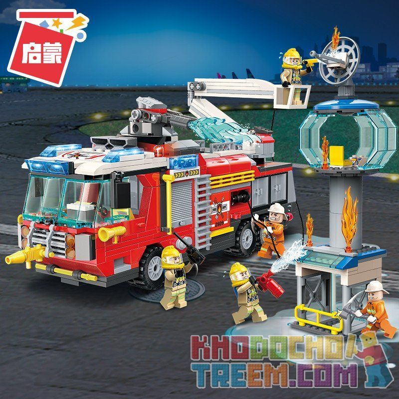 Enlighten 2809 Qman 2809 non  CHỮA CHÁY NGỌN THÁP bộ đồ chơi xếp lắp ráp ghép mô hình Fire Rescure FIRE RESCUE Cứu Hỏa 647 khối