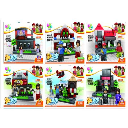 QIZHILE 60004 Xếp hình kiểu  MINI MODULAR Shop, Hotel, Zoo_Happy KTV, Library, Barber Shop, Model Karaoke, Thư Viện, Tiệm Cắt Tóc, Cửa Hàng, Khách Sạn 893 khối