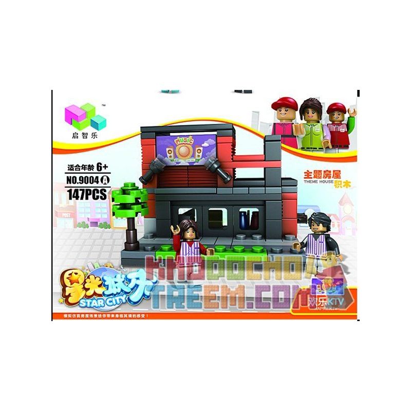 QIZHILE 60004 Xếp hình kiểu  MINI MODULAR Shop, Hotel, Zoo_Happy KTV, Library, Barber Shop, Model Karaoke, Thư Viện, Tiệm Cắt Tóc, Cửa Hàng, Khách Sạn 893 khối