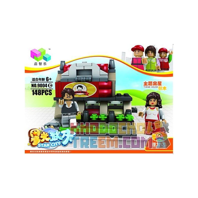 QIZHILE 60004 Xếp hình kiểu  MINI MODULAR Shop, Hotel, Zoo_Happy KTV, Library, Barber Shop, Model Karaoke, Thư Viện, Tiệm Cắt Tóc, Cửa Hàng, Khách Sạn 893 khối