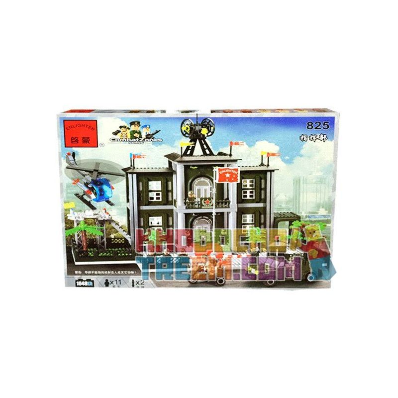 Enlighten 825 Qman 825 non  TRỤ SỞ CHỈ HUY QUÂN ĐỘI bộ đồ chơi xếp lắp ráp ghép mô hình Military Army COMBATZONES HEADQUARTERS Quân Sự Bộ Đội 1048 khối