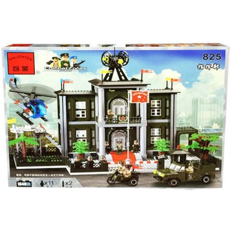 Enlighten 825 Qman 825 non  TRỤ SỞ CHỈ HUY QUÂN ĐỘI bộ đồ chơi xếp lắp ráp ghép mô hình Military Army COMBATZONES HEADQUARTERS Quân Sự Bộ Đội 1048 khối