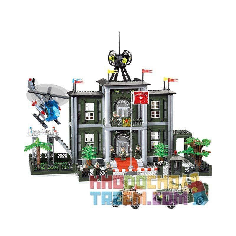 Enlighten 825 Qman 825 Xếp hình kiểu Lego MILITARY ARMY CombatZones Headquarters Trụ Sở Chỉ Huy Quân Đội 1048 khối