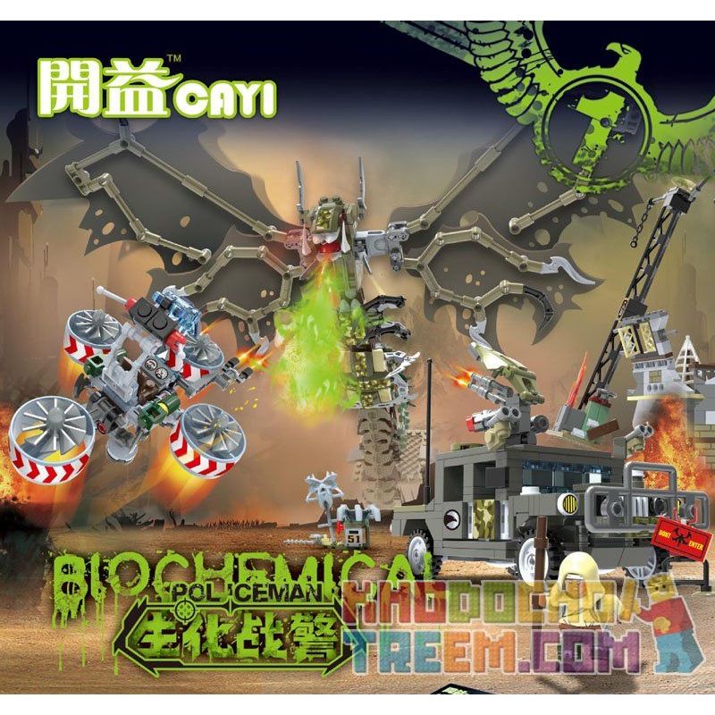 CAYI 1910 non  PHỤC KÍCH bộ đồ chơi xếp lắp ráp ghép mô hình Biochemical Policeman Cảnh Sát Chống Vũ Khí Hóa Học 847 khối