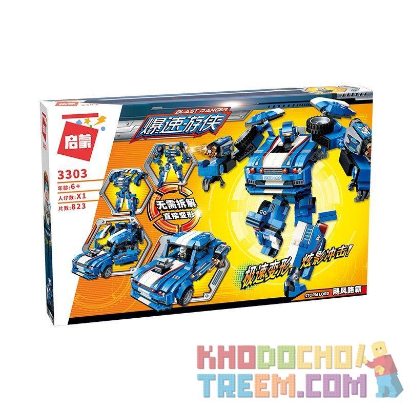 Enlighten 3303 Qman 3303 non Lego NGƯỜI MÁY CẢNH SÁT BIẾN HÌNH THÀNH Ô TÔ STORM bộ đồ chơi xếp lắp ráp ghép mô hình Transformers BLAST RANGER STORM Robot Đại Chiến Người Máy Biến Hình 823 khối