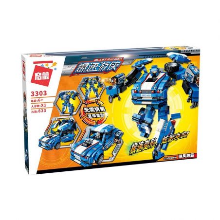 Enlighten 3303 Qman 3303 non  NGƯỜI MÁY CẢNH SÁT BIẾN HÌNH THÀNH Ô TÔ STORM bộ đồ chơi xếp lắp ráp ghép mô hình Transformers BLAST RANGER STORM Robot Đại Chiến Người Máy Biến Hình 823 khối