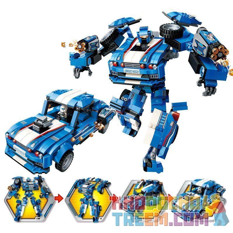Enlighten 3303 Qman 3303 non  NGƯỜI MÁY CẢNH SÁT BIẾN HÌNH THÀNH Ô TÔ STORM bộ đồ chơi xếp lắp ráp ghép mô hình Transformers BLAST RANGER STORM Robot Đại Chiến Người Máy Biến Hình 823 khối