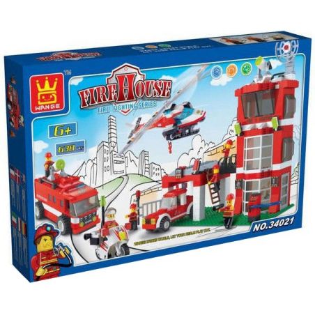 WANGE 34021 Xếp hình kiểu  CITY Firefighters On Duty Lính Cứu Hỏa Làm Nhiệm Vụ 638 khối