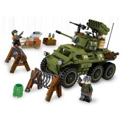 PanlosBrick 631007 Panlos Brick 631007 non  XE TĂNG BẮN TÊN LỬA 0-07 bộ đồ chơi xếp lắp ráp ghép mô hình Justice Action Thi Hành Công Lý 616 khối