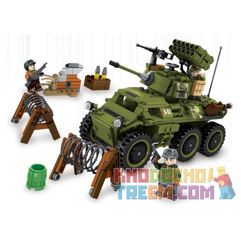 PanlosBrick 631007 Panlos Brick 631007 non  XE TĂNG BẮN TÊN LỬA 0-07 bộ đồ chơi xếp lắp ráp ghép mô hình Justice Action Thi Hành Công Lý 616 khối