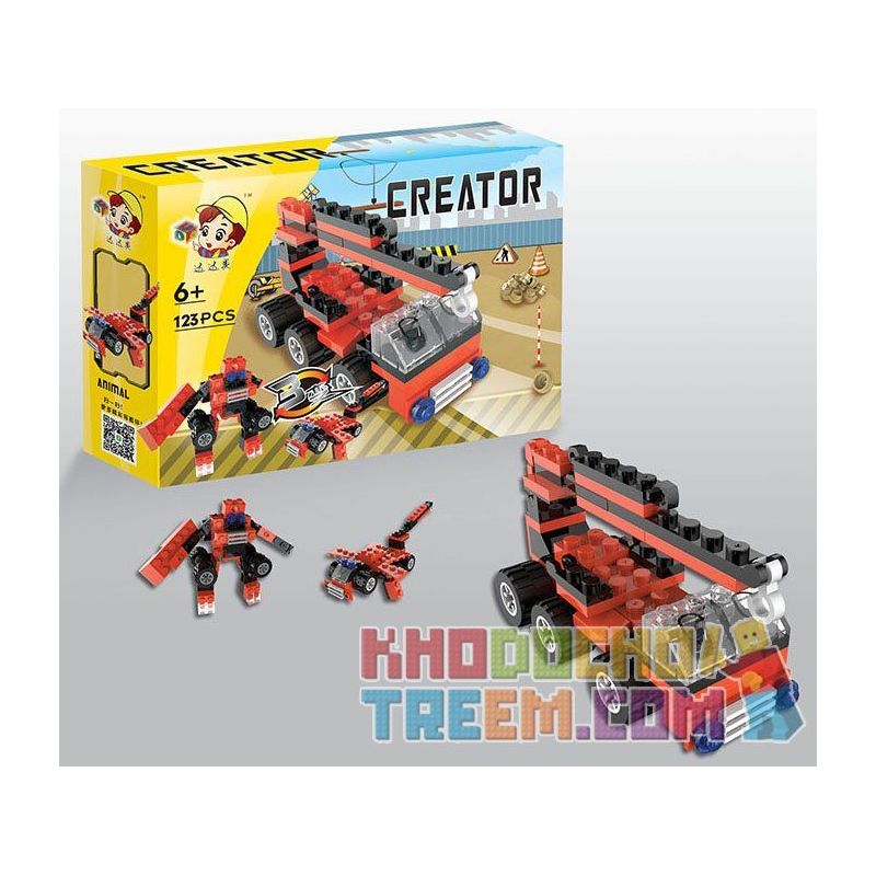 QIZHILE 3001 Xếp hình kiểu  CREATOR 3 IN 1 Construction Vehicle 5 In 1 Bộ Xe Xây Dựng Máy ủi, Máy Xúc, Xe Tải, Cần Cẩu, Xe Trộn Be· 634 khối