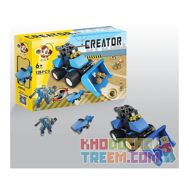 QIZHILE 3001 Xếp hình kiểu  CREATOR 3 IN 1 Construction Vehicle 5 In 1 Bộ Xe Xây Dựng Máy ủi, Máy Xúc, Xe Tải, Cần Cẩu, Xe Trộn Be· 634 khối