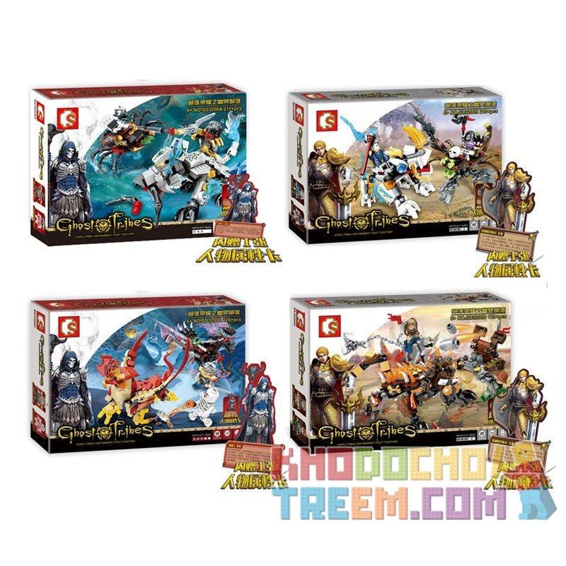SEMBO SD3200 3200 Xếp hình kiểu  CHRONICLES OF THE GHOSTLY TRIBE Knights And Skeleton Lord War Cuộc Chiến Của Các Kỵ Binh Và Bộ Xương Quỷ 828 khối
