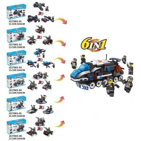 LE DI PIN 27003 27003-1 27003-2 27003-3 27003-4 27003-5 27003-6 JZ27003 27003 JZ27003-1 27003-1 JZ27003-2 27003-2 JZ27003-3 27003-3 JZ27003-4 27003-4 JZ27003-5 27003-5 JZ27003-6 27003-6 Xếp hình kiểu  SWAT SPECIAL FORCE 18 In 6 In 1 Multiple 12-wheel Police Car Xe Cảnh Sát Kết Hợp Từ 18 Xe Con gồm 14 hộp nhỏ 590 khối