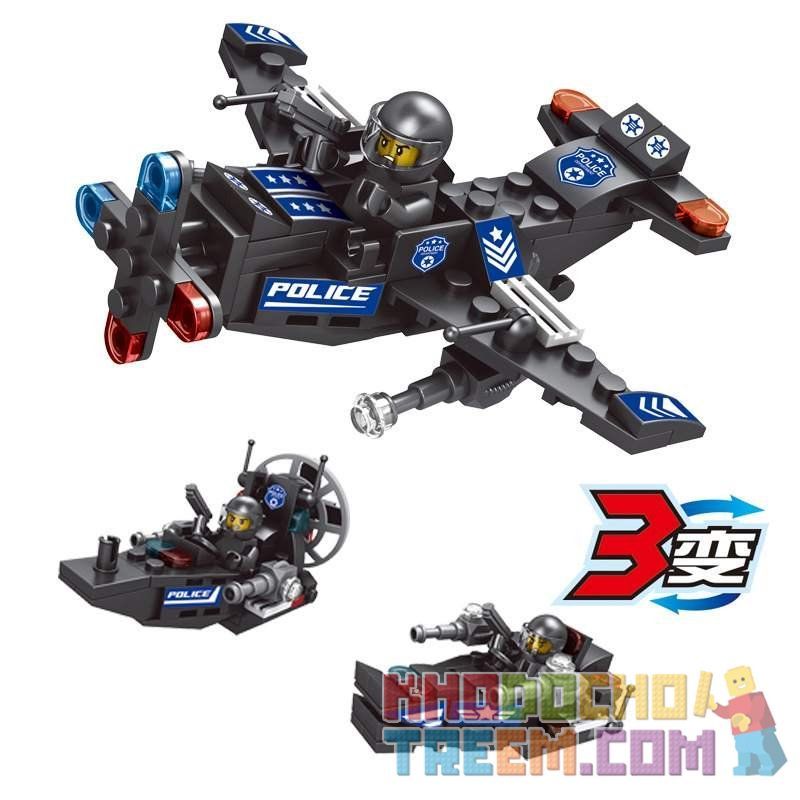 LE DI PIN 27004 Xếp hình kiểu  SWAT SPECIAL FORCE 4 In 1 SWAT Vehicles Các Phương Tiện Của Đội Cảnh Sát đặc Nhiệm SWAT 4 Trong 1 752 khối