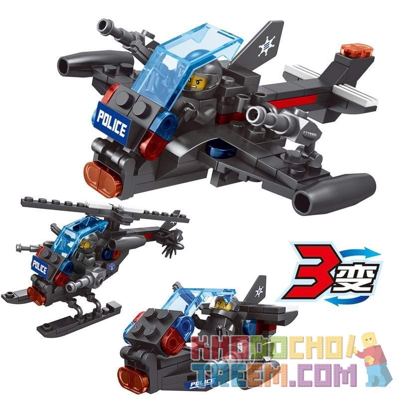 LE DI PIN 27004 Xếp hình kiểu  SWAT SPECIAL FORCE 4 In 1 SWAT Vehicles Các Phương Tiện Của Đội Cảnh Sát đặc Nhiệm SWAT 4 Trong 1 752 khối