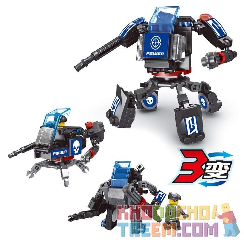 LE DI PIN 27004 Xếp hình kiểu  SWAT SPECIAL FORCE 4 In 1 SWAT Vehicles Các Phương Tiện Của Đội Cảnh Sát đặc Nhiệm SWAT 4 Trong 1 752 khối