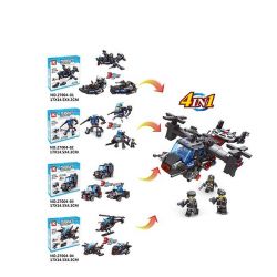 LE DI PIN 27004 Xếp hình kiểu  SWAT SPECIAL FORCE 4 In 1 SWAT Vehicles Các Phương Tiện Của Đội Cảnh Sát đặc Nhiệm SWAT 4 Trong 1 752 khối
