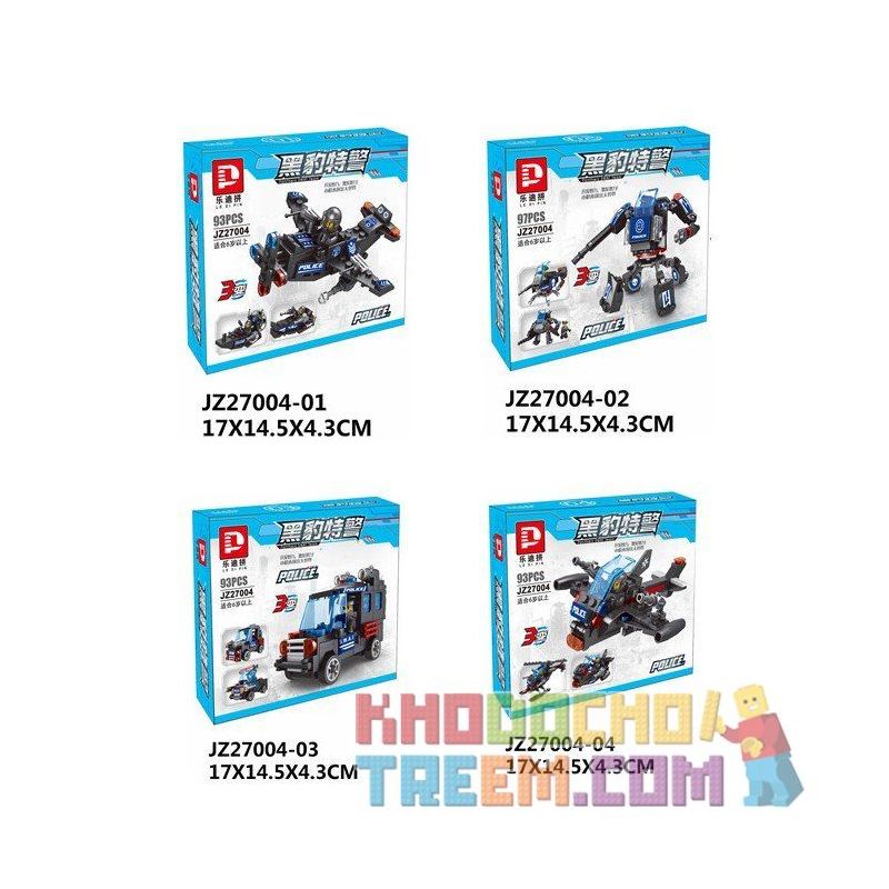 LE DI PIN 27004 Xếp hình kiểu  SWAT SPECIAL FORCE 4 In 1 SWAT Vehicles Các Phương Tiện Của Đội Cảnh Sát đặc Nhiệm SWAT 4 Trong 1 752 khối