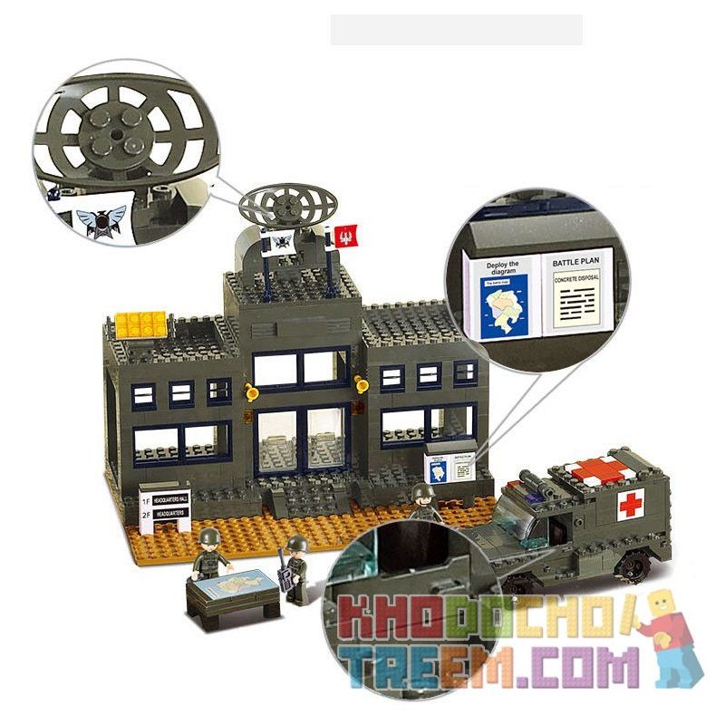 SLUBAN M38-B7100 B7100 7100 M38B7100 38-B7100 non  DOANH TRẠI QUÂN ĐỘI bộ đồ chơi xếp lắp ráp ghép mô hình Land Forces 2 Sức Mạnh Mặt Đất 1086 khối