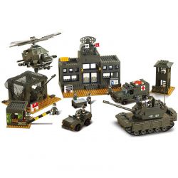 SLUBAN M38-B7100 B7100 7100 M38B7100 38-B7100 Xếp hình kiểu Lego LAND FORCES 2 Army Headquarters Doanh Trại Quân Đội 1086 khối