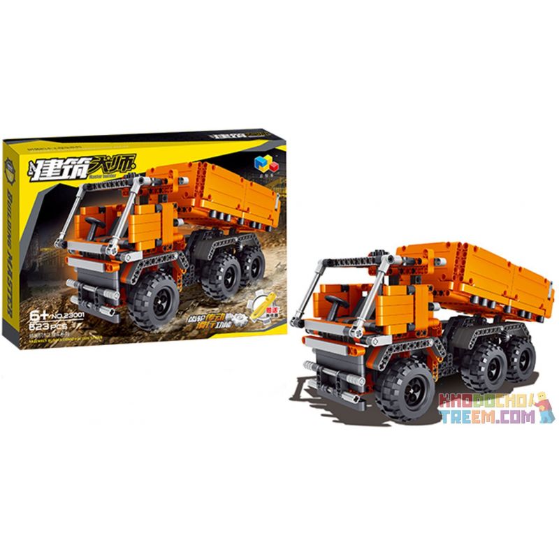 QIZHILE 23001 non  XE BEN bộ đồ chơi xếp lắp ráp ghép mô hình Master Bulider Cỗ Máy Xây Dựng 618 khối