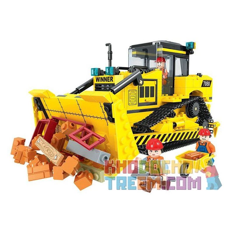 Winner 7080 Xếp hình kiểu Lego CITY Little Engineers Small Engineer Bulldozer Máy ủi 624 khối