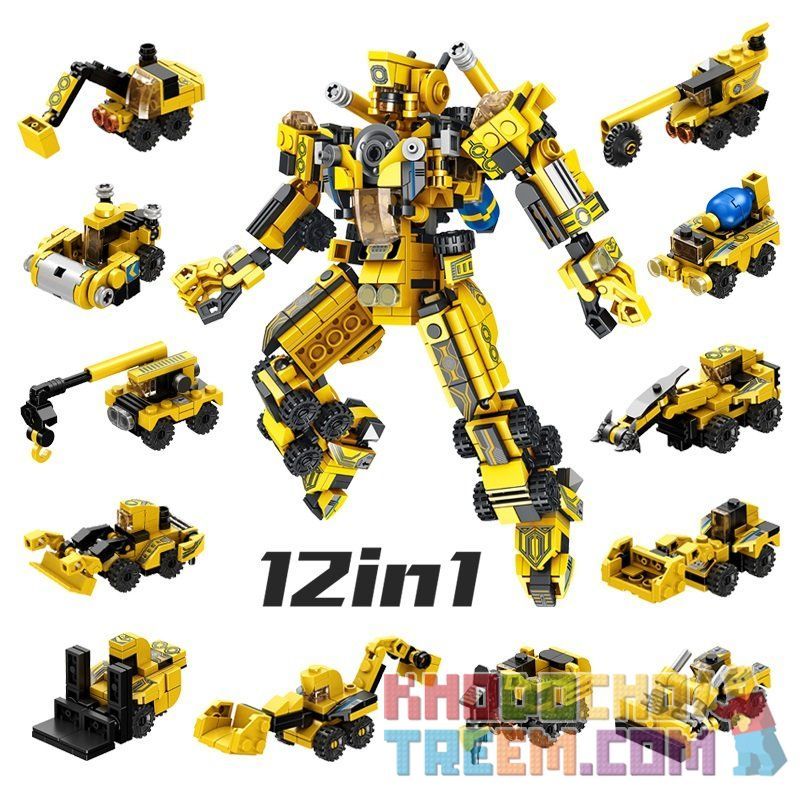 PanlosBrick 633008 Panlos Brick 633008 non  12 PHƯƠNG TIỆN KẾT HỢP THÀNH ROBOT MECHA bộ đồ chơi xếp lắp ráp ghép mô hình City CITY PROJECT MECHA Thành Phố 573 khối