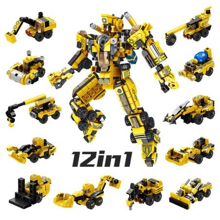 PanlosBrick 633008 Panlos Brick 633008 non  12 PHƯƠNG TIỆN KẾT HỢP THÀNH ROBOT MECHA bộ đồ chơi xếp lắp ráp ghép mô hình City CITY PROJECT MECHA Thành Phố 573 khối