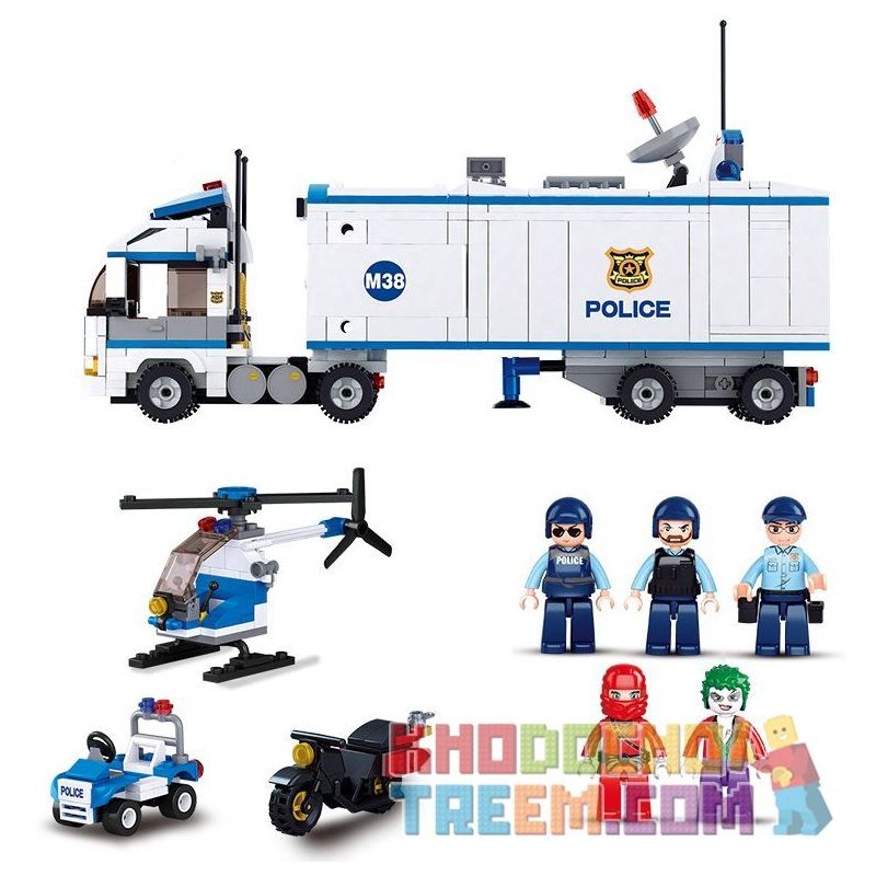SLUBAN M38-B0376 B0376 0376 M38B0376 38-B0376 non  TRẠM CẢNH SÁT DI ĐỘNG bộ đồ chơi xếp lắp ráp ghép mô hình Police POLICE MOBILE COMMAND 572 khối