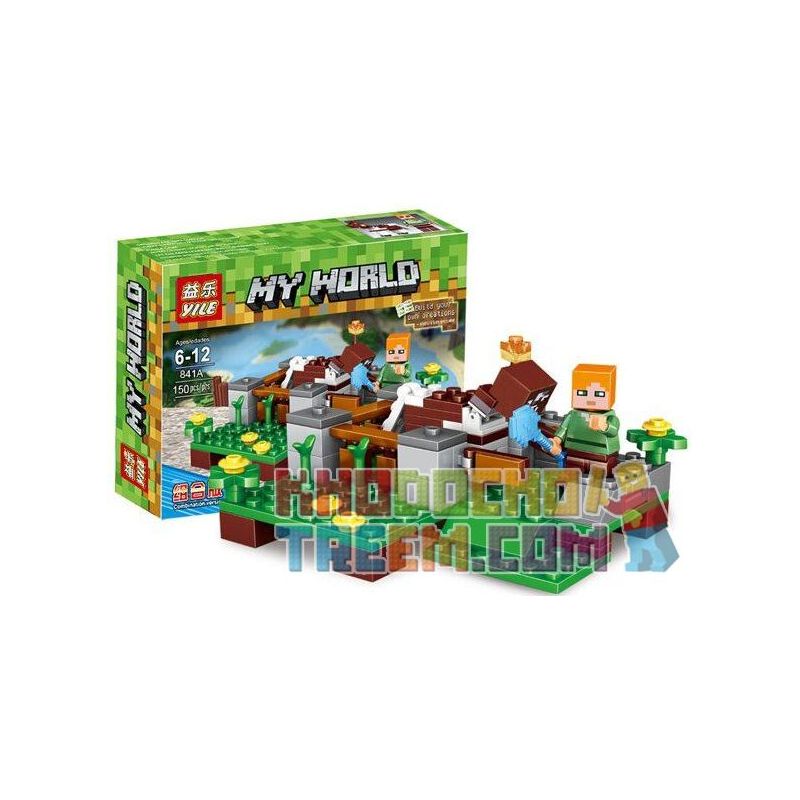 YILE 838A 839A 840A 841A non Lego 4 TRONG 1 bộ đồ chơi xếp lắp ráp ghép mô hình Minecraft MY WORLD Game Xây Dựng 600 khối