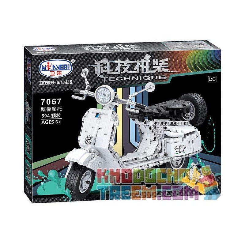 Winner 7067 non Lego XE MÁY VESPA tỷ lệ 1:6 bộ đồ chơi xếp lắp ráp ghép mô hình Technic THE PEDAL MOTORCYCLE Kỹ Thuật Công Nghệ Cao Mô Hình Phương Tiện 594 khối
