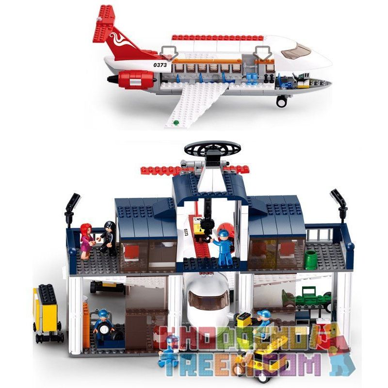 SLUBAN M38-B0373 B0373 0373 M38B0373 38-B0373 non  XƯỞNG BẢO DƯỠNG MÁY BAY LỚN bộ đồ chơi xếp lắp ráp ghép mô hình City AVIATION Thành Phố 599 khối
